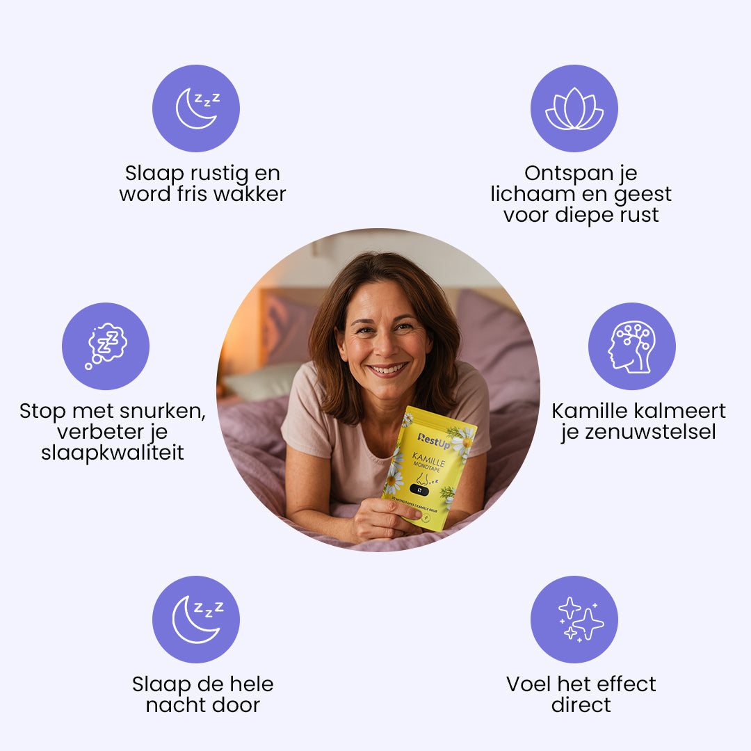 RestUp Kamille Mondtape | Slaap Eindelijk Door – Natuurlijk & Zonder Medicatie